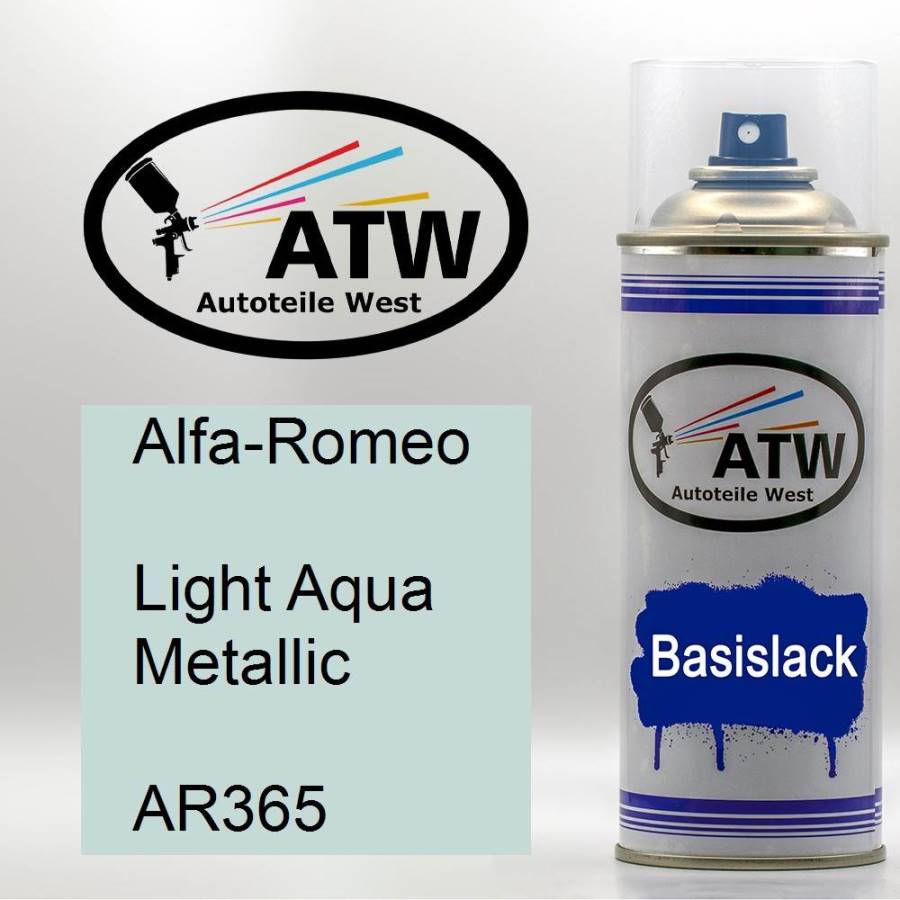 Alfa-Romeo, Light Aqua Metallic, AR365: 400ml Sprühdose, von ATW Autoteile West.